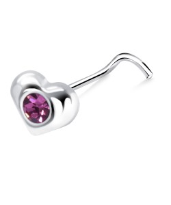 Silver Heart Curved Nose Stud NSKZ-1758